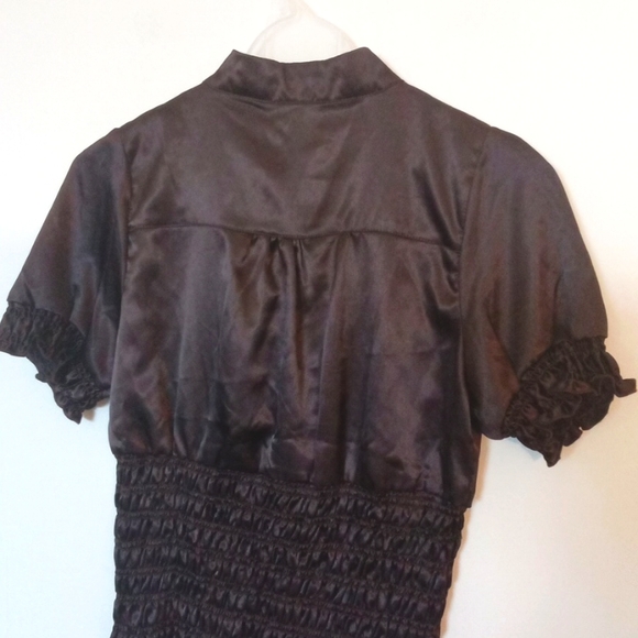 Satin Ruffled Bodice Blouse with Smocking - Picture 8 of 10